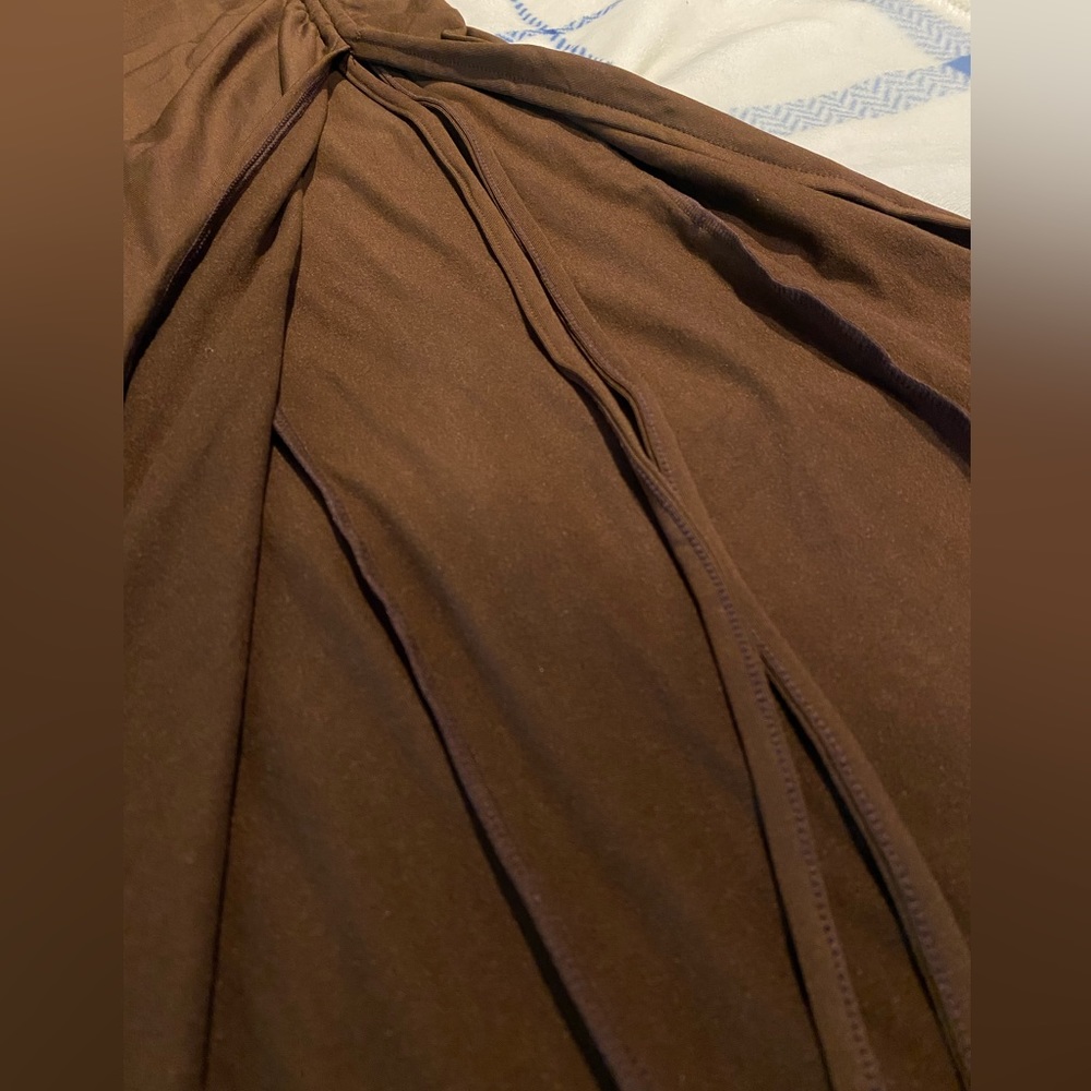 Solid Ruffled Off Shoulder, Hip Drawstring Slim D… - image 3